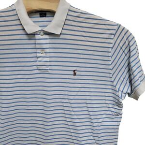 Polo Ralph Lauren‎ Mens XXL Striped Short Sleeve Polo Pima Cotton Blue White